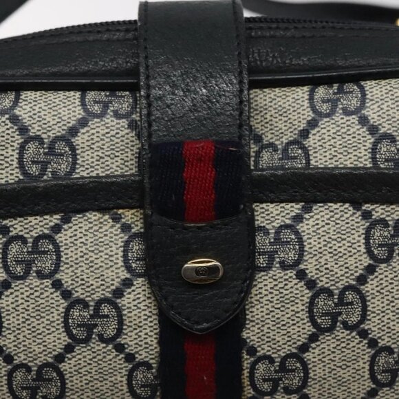 GUCCI GG Supreme Sherry Line Shoulder Bag PVC Navy Red - Picture 9 of 16
